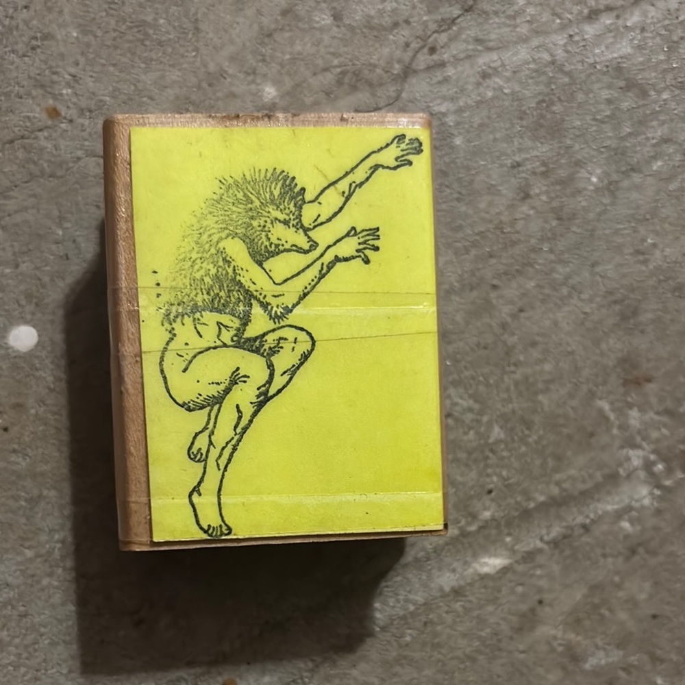 Vintage Rubber Stamp Half Man Half Beast